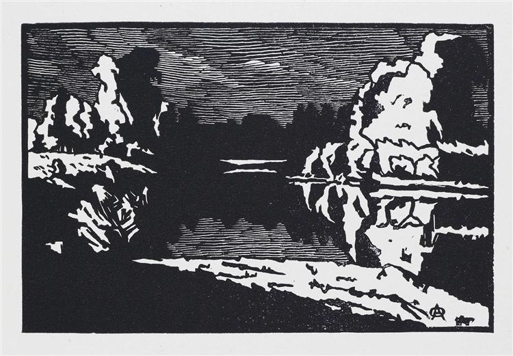 Moonlit night landscape, 1923 - Anna Ostroumova-Lebedeva