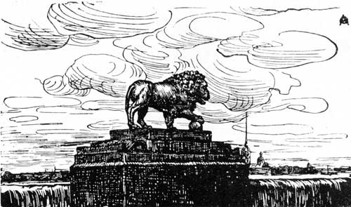 The Lion and the fortress. Woodcut for the magazine 'World'. - Anna Ostroumova-Lebedeva
