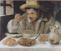 Hombre comiendo judías - Annibale Carracci
