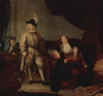 Family Portrait of Baron von Erlach - Antoine Pesne