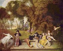 Merry Company in the Open Air - Antoine Watteau