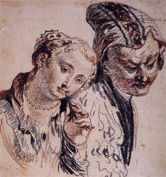 Sketch with Two Figures, 1710 - 1715 - Антуан Ватто