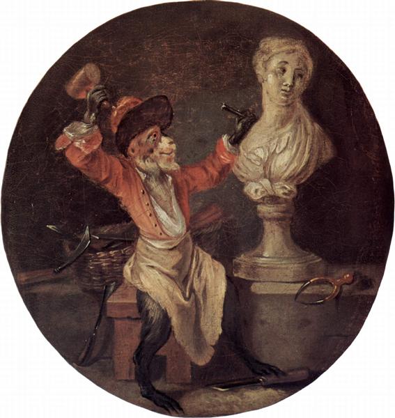 The Monkey Sculptor, c.1710 - Antoine Watteau