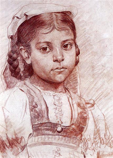 Retrato de uma menina Dalmaciana, 1885 - Anton Azbe