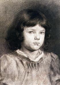 Portrait of a girl - Антон Ажбе