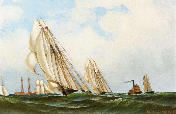 Sappho off Sandy Hook Lightship, 1870 - Антонио Якобсен