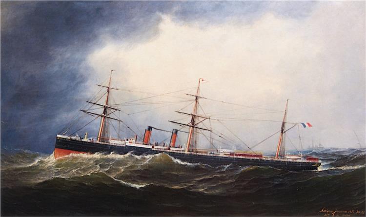 The S. S. France of the French Line at Sea, 1878 - Antonio Jacobsen