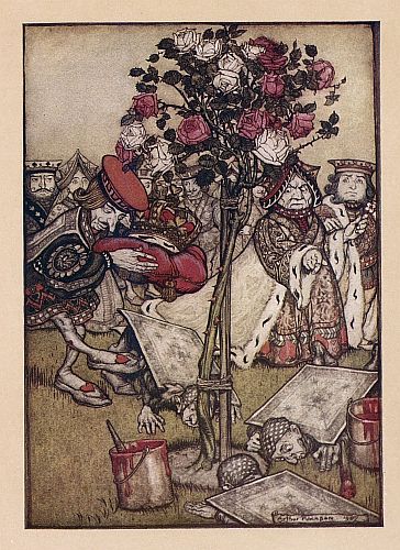 The Queen turned angrily away from him and said to the Knave, 'Turn them over' - Arthur Rackham