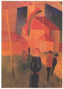 Church Decorated with Flags - August Macke