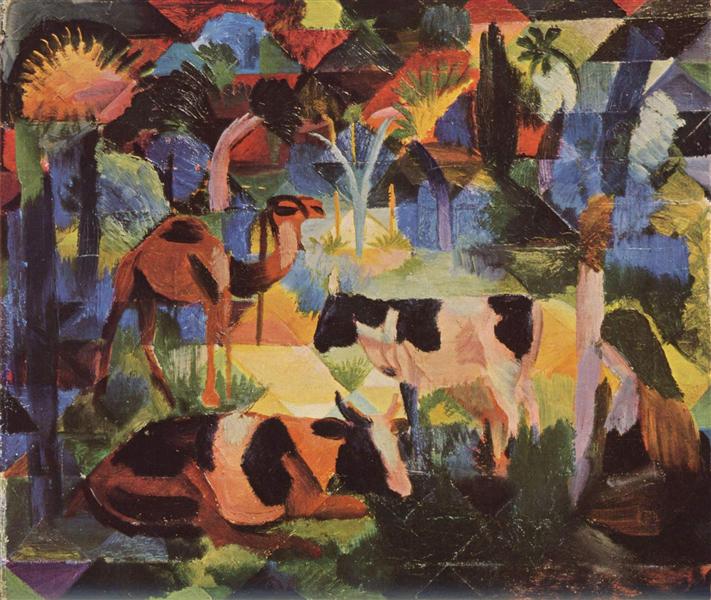 Landscape with Cows and a Camel, 1914 - Август Маке