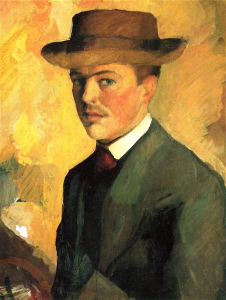 Self-Portrait with Hat, 1909 - 奧古斯特·馬克