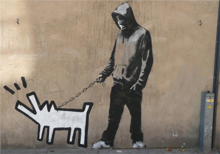 Haring dog - Banksy
