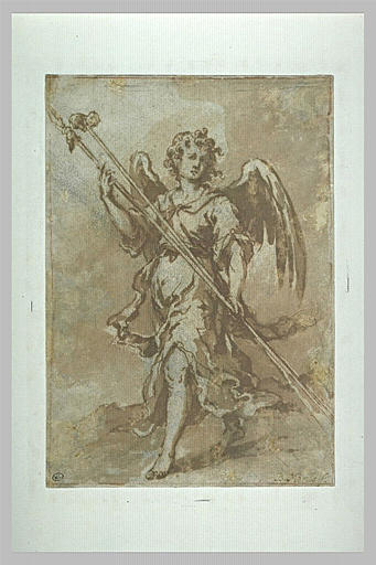 Angel holding the spear and sponge holder, 1660 - Бартоломе Эстебан Мурильо
