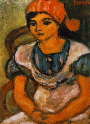 Girl with Red Shawl, 1934 - Бела Чобель
