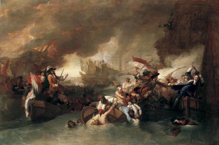 The Battle of La Hogue, Destruction of the French fleet, May 22, 1692, 1778 - Benjamin West