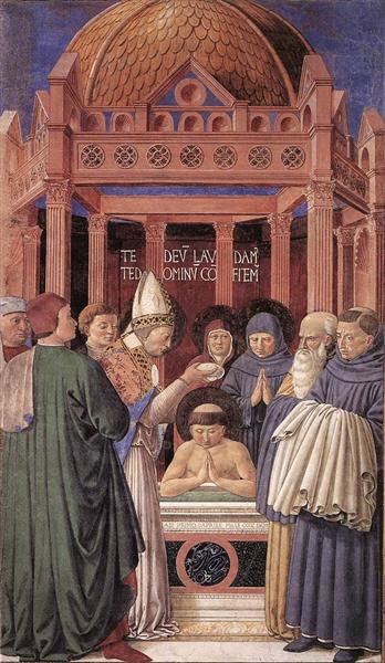 Baptism of St. Augustine, 1464 - 1465 - Беноццо Гоццолі