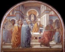 Tabernacle of the Visitation: Expultion of Joachim from the Temple - Benozzo Gozzoli