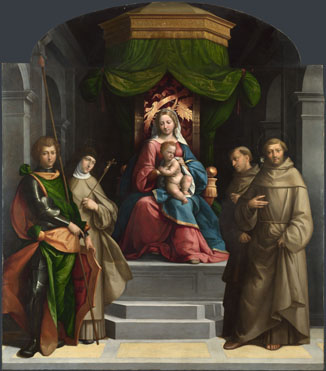 The Madonna and Child enthroned with Saints, 1518 - Benvenuto Tisi