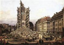 The Ruins of the old Kreuzkirche, Dresden - Бернардо Беллотто