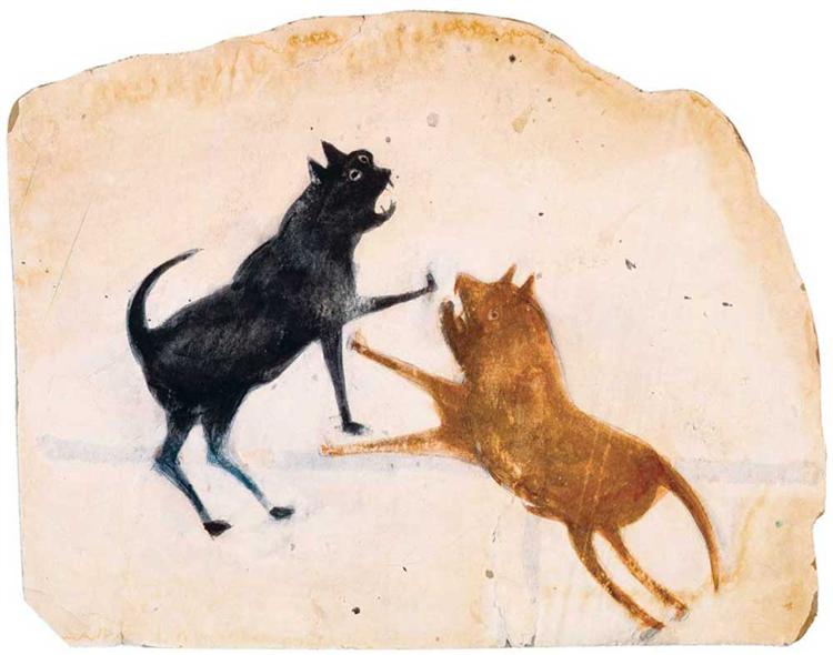 Untitled (Two Dogs Fighting), c.1939 - Bill Traylor