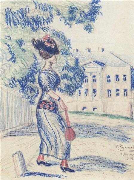 A young merchant's wife, 1914 - Boris Michailowitsch Kustodijew