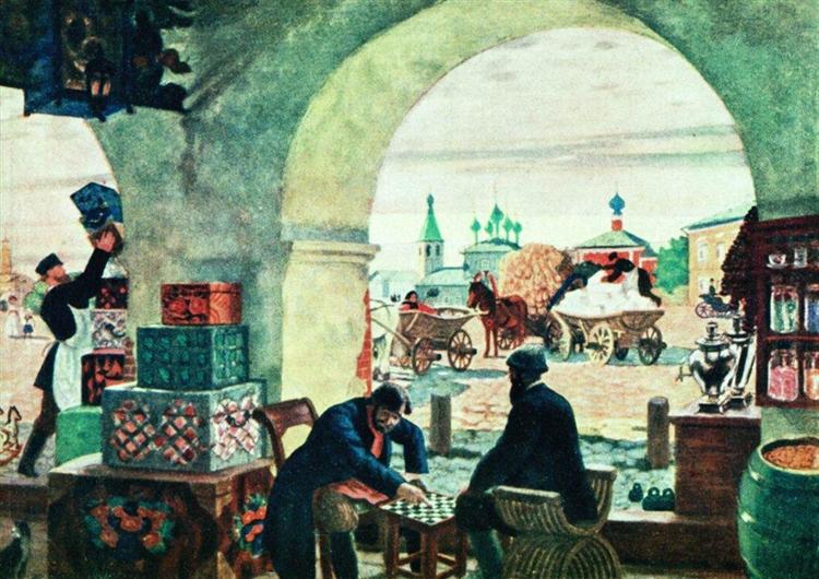 Gostiny Dvor (In a merchant shout), 1916 - Boris Michailowitsch Kustodijew
