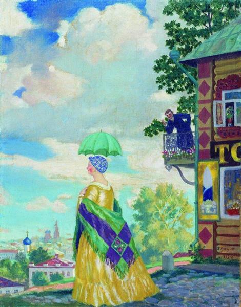 Merchant's wife on the promenade, 1920 - Boris Michailowitsch Kustodijew