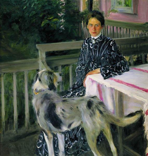 Portrait of Yulia Yevstafievna Kustodieva, the artist's wife, 1903 - Boris Koustodiev