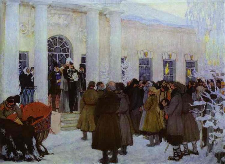 Чтение манифеста, 1908 - 1909 - Борис Кустодиев