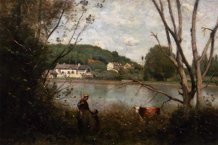 Cowherd and Her Child, c.1865 - c.1870 - Camille Corot