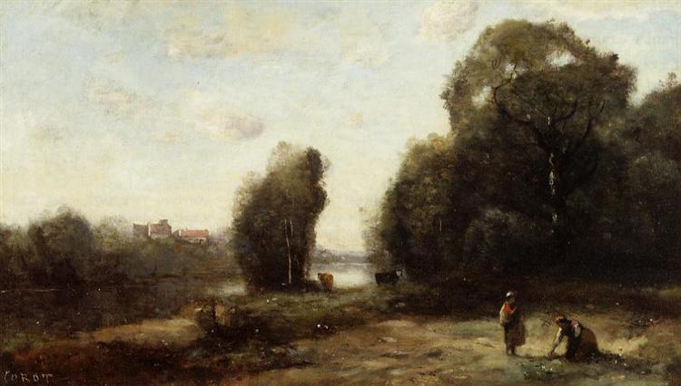Поле у реки, 1865 - 1870 - Камиль Коро