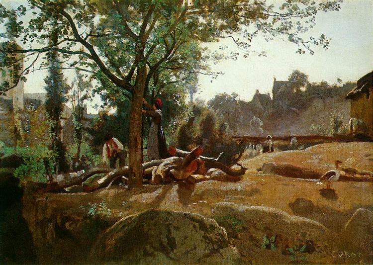Peasants Under the Trees at Dawn, Morvan, c.1840 - c.1845 - 柯洛