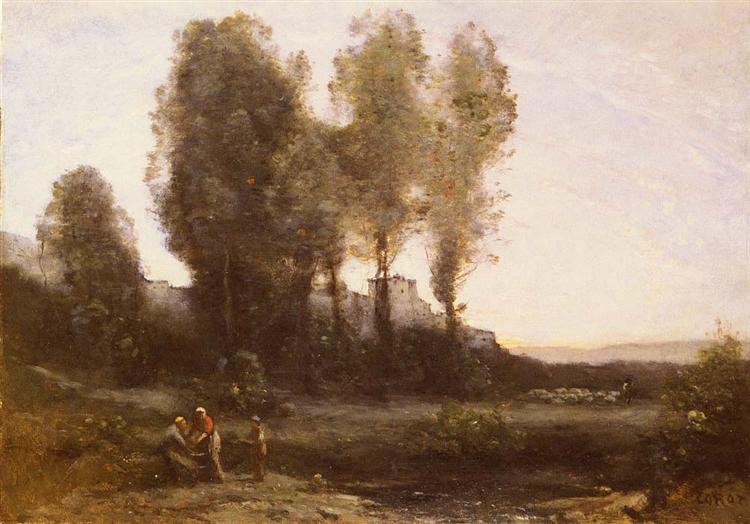 The Monastery Behind the Trees - Jean-Baptiste Camille Corot