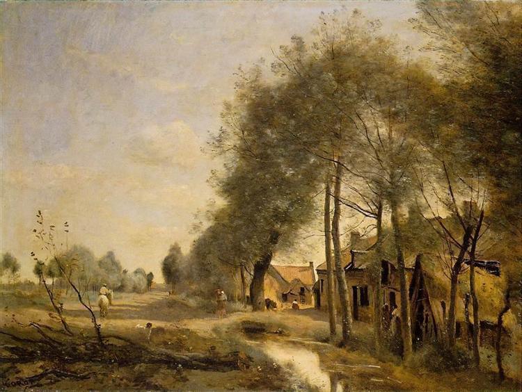 The Sin le Noble Road near Douai, 1873 - 柯洛