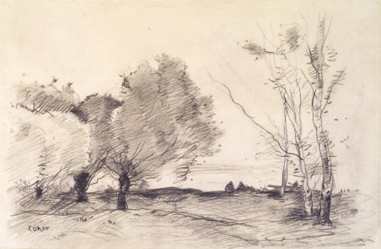 Ивы и белые тополя, 1865 - 1872 - Камиль Коро