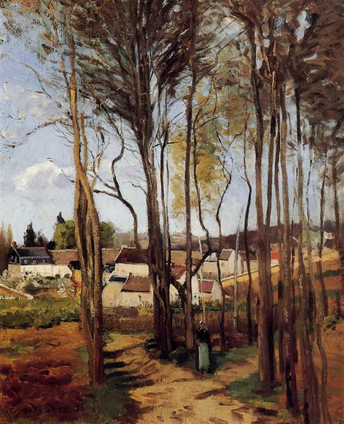 A Village through the Trees, c.1868 - Каміль Піссарро