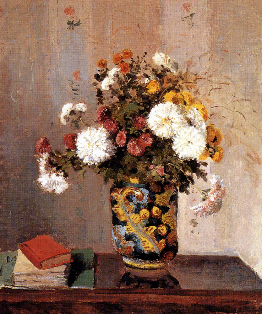 Chrysanthemums In a Chinese Vase, 1873 - Camille Pissarro - WikiArt.org