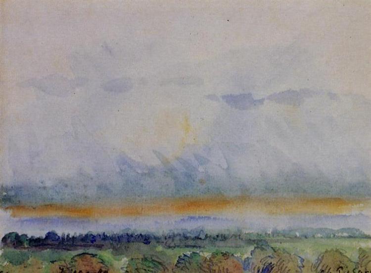 Eragny, Sunset, 1890 - Камиль Писсарро