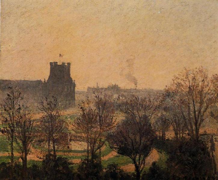 Garden of the Louvre Fog Effect, 1899 - Камиль Писсарро