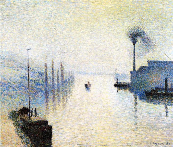 Ile Lacruix, Rouen. Effect of Fog., 1888 - Camille Pissarro