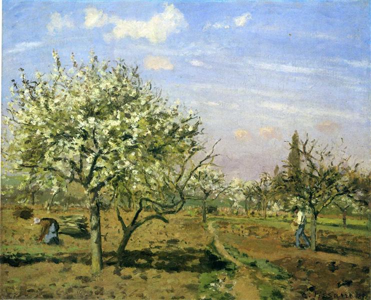 Orchard in Blossom, Louveciennes, 1872 - Каміль Піссарро