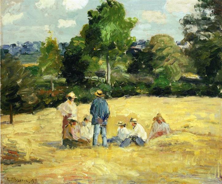 Resting Harvesters, Montfoucault, 1875 - Камиль Писсарро