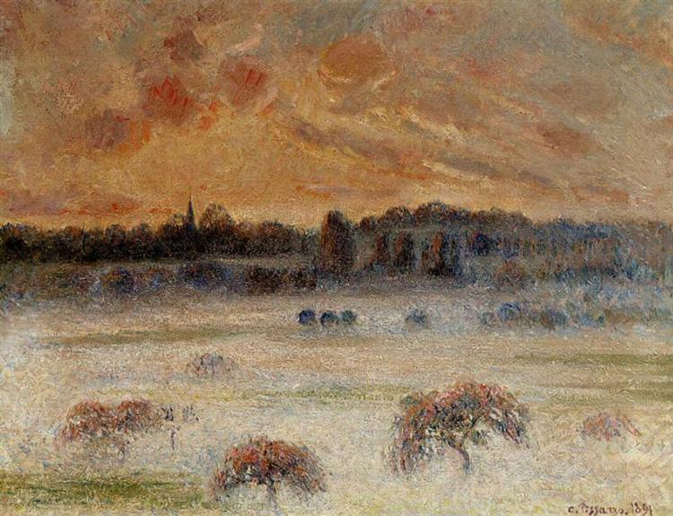 Sunset with Fog, Eragny, 1891 - Camille Pissarro
