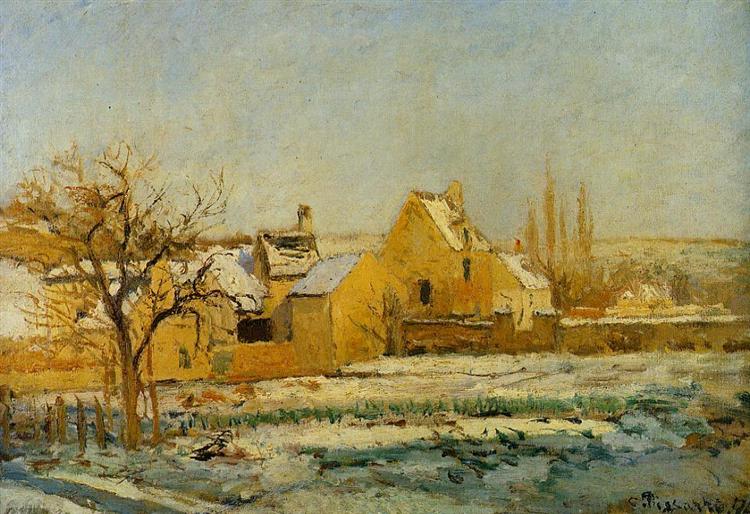 The Effect of Snow at Hermitage, 1874 - Camille Pissarro