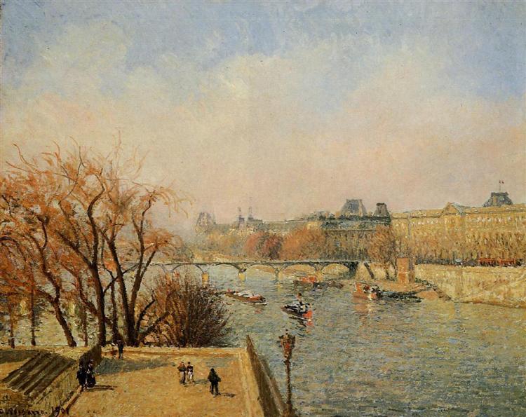 The Louvre, Morning, Sun, 1901 - Каміль Піссарро