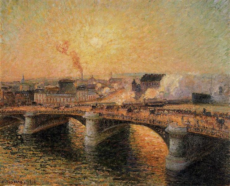 The Pont Boieldieu, Rouen, Sunset, 1896 - Каміль Піссарро