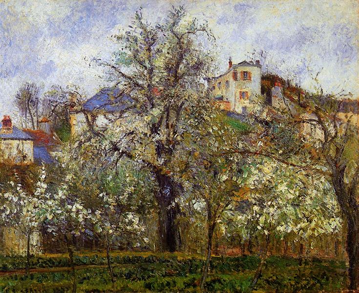 The Vegetable Garden with Trees in Blossom, Spring, Pontoise, 1877 - Камиль Писсарро