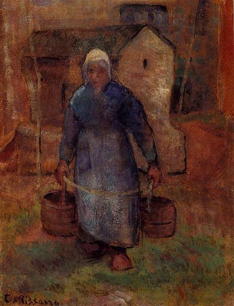 Woman with Buckets, c.1891 - Каміль Піссарро