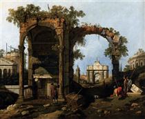 Capriccio avec ruines classiques et édifices - Canaletto