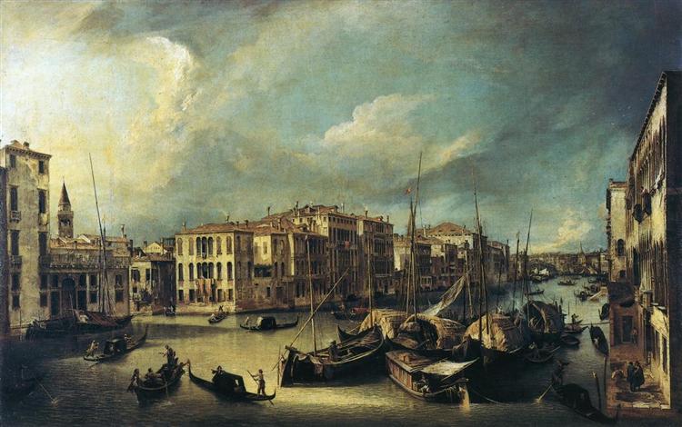 Grand Canal Looking Northeast from near the Palazzo Corner Spinelli to the Rialto Bridge, c.1725 - 加纳莱托